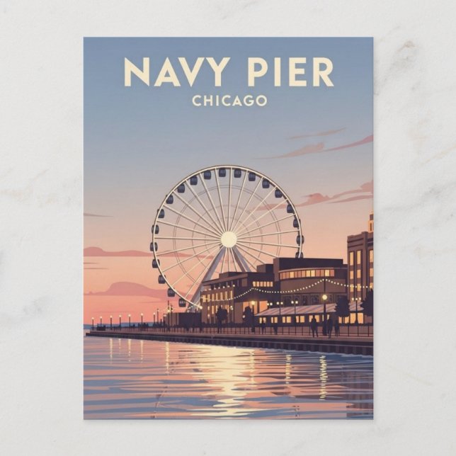 Navy Pier Chicago Illinois Reise Postkarte (Vorderseite)