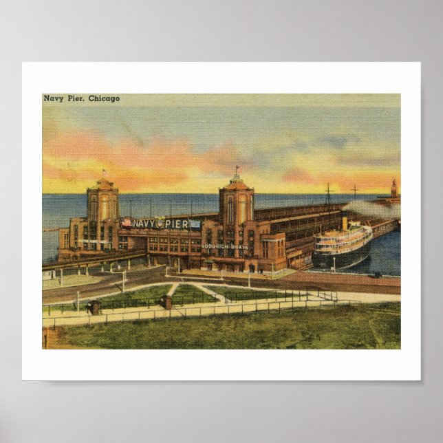 Navy Pier, Chicago, Illinois Vintag Poster (Vorne)