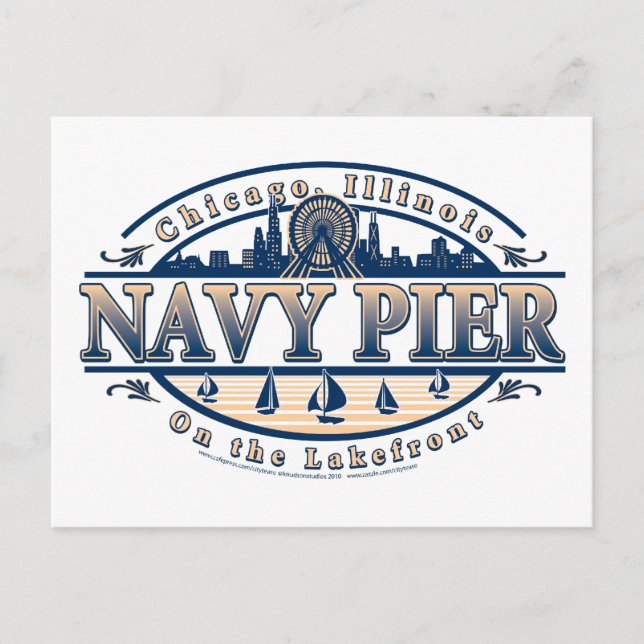 Navy Pier Chicago Postkarte (Vorderseite)
