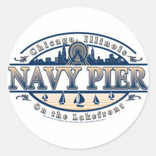 Navy Pier Chicago Runder Aufkleber