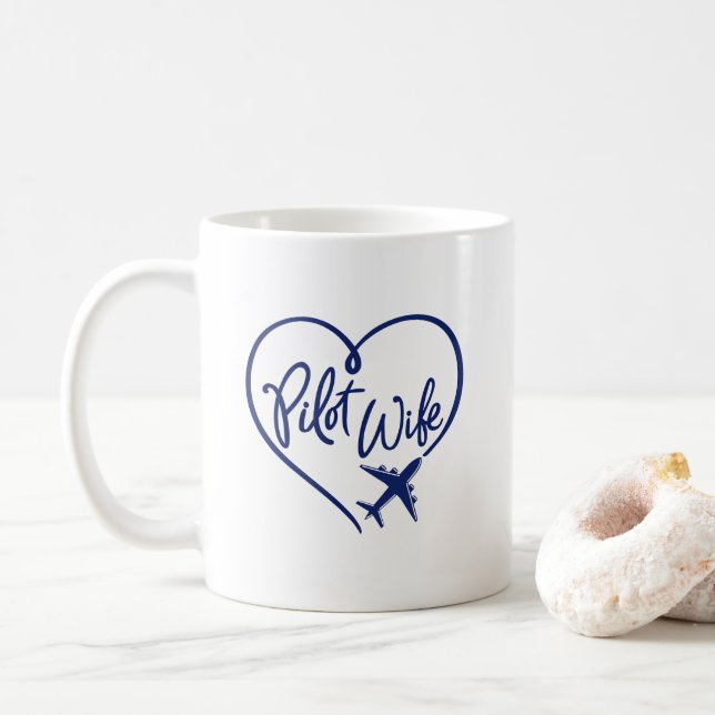 Navy Pilot Ehefrau Looped Heart Flugzeug Kaffeetasse (Mit Donut)