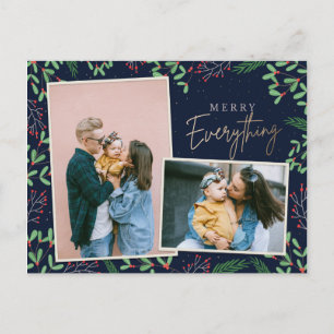 Navy Pine Berries Merry alles Multiple Foto Feiertagspostkarte