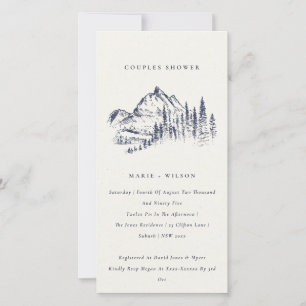 Navy Pine Mountain Sketch Couples Dusche laden ein Dankeskarte