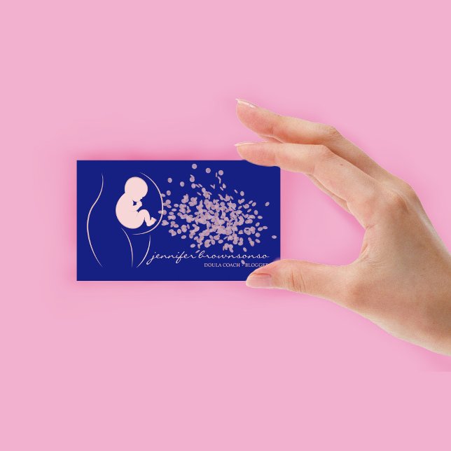 Navy Pink Baby Doula Birth Coach Schwangere Visitenkarte (Navy Pink Baby Doula Birth Coach Pregnant Business Card)