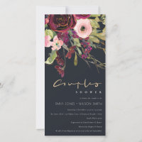 NAVY PINK BURGUNDY ROSE FLORA COUPLE SHOWITE