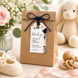 Navy Pink Floral Baby Dusche Wasserfarbe Vielen Da Geschenkanhänger
