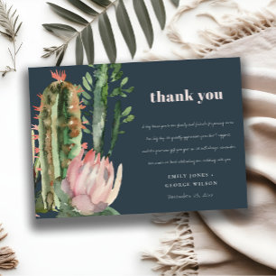 NAVY PINK FLORAL CACTI FOLIAGE WEDEDGE DANK EINLADUNG