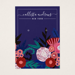 Navy Pink Floral Curring Earring Display Card