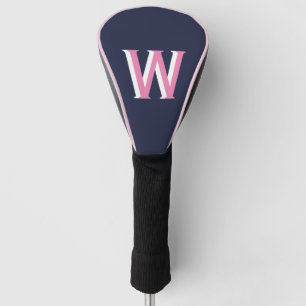 Navy Pink Monogram Golf Headcover