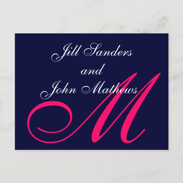 Navy Pink Speichern Sie die Datum Ankündigungen Po (Vorderseite)