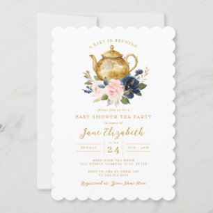 Navy Pink Tee Party Ein Baby Braut Baby Dusche Einladung