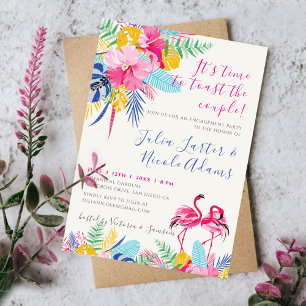 Navy Pink Tropische Wilde Wald Hochzeitfeier Einladung