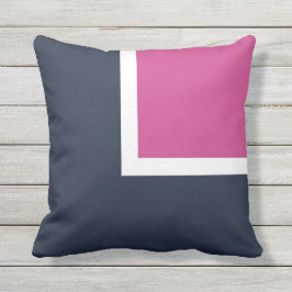 Navy Pink White Color Block Modernes Kissen im Fre