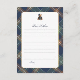 Navy Plaid Teddy Bear Girl Time Capsule Card Einladung