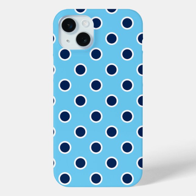 Navy Polka Dots on Bright Blue Case-Mate iPhone Hülle (Rückseite)