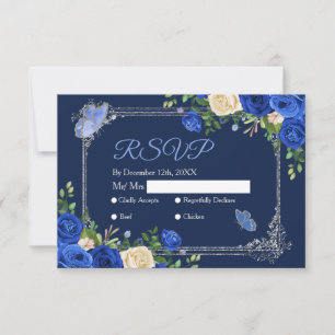 Navy Princess trägt Mis Quince Rsvp Card Dankeskarte