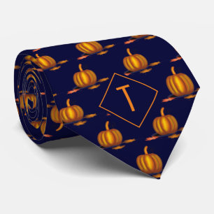 Navy Pumpkin Monogram Krawatte