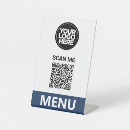 Navy QR Code Menu | Logo Contactless Modern Sockelschild