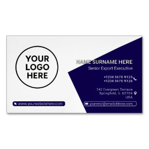 Navy QR Professionell Korporat Modern Magnetische Visitenkarte
