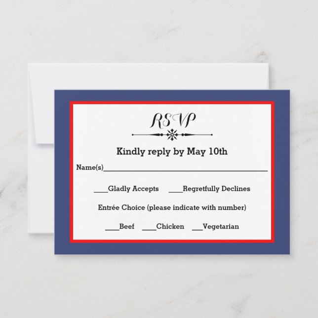 Navy & Red Frame - UAWG Response Card RSVP Karte (Vorderseite)