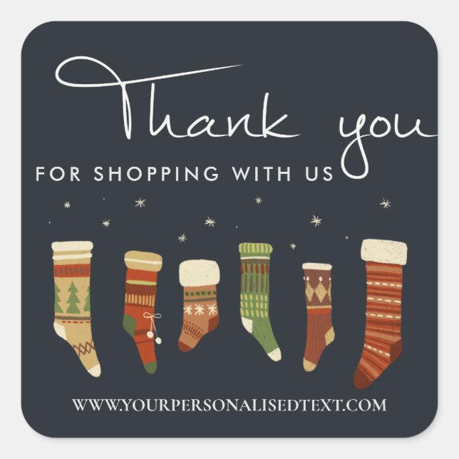NAVY RED GREEN CHRISTMAS STRUMPF SOCKS DANKE QUADRATISCHER AUFKLEBER (Vorderseite)