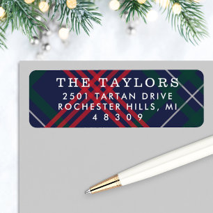 Navy Red Green Tartan Kariert Holiday Rücksendeadr