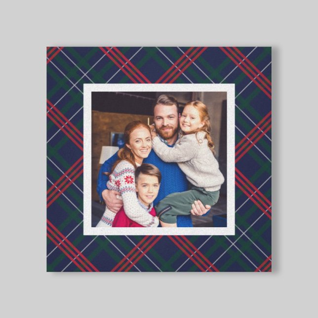 Navy Red Green Tartan Kariertes Custom Family Foto Leinwanddruck (Von Creator hochgeladen)
