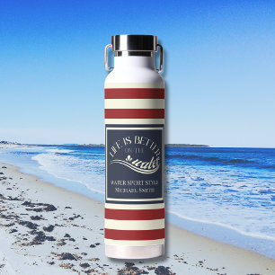 Navy Red Striping Wassersportzubehör Trinkflasche
