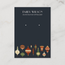 NAVY RETRO CHRISTMAS ORNAMENT STUD EARRING DISPLAY VISITENKARTE