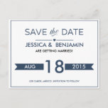 Navy Ribbon Save the Date Postkarte<br><div class="desc">Navy Ribbon Save the Date Postkarte</div>