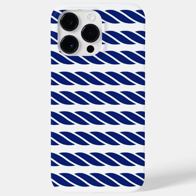 Navy Rope Stripes Nautic anpassbarer Hintergrund Case-Mate iPhone Hülle (Rückseite)