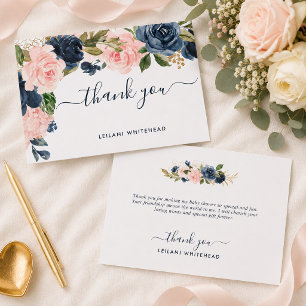 Navy-Rosa Baby-Shower-Blumen Dankeskarte