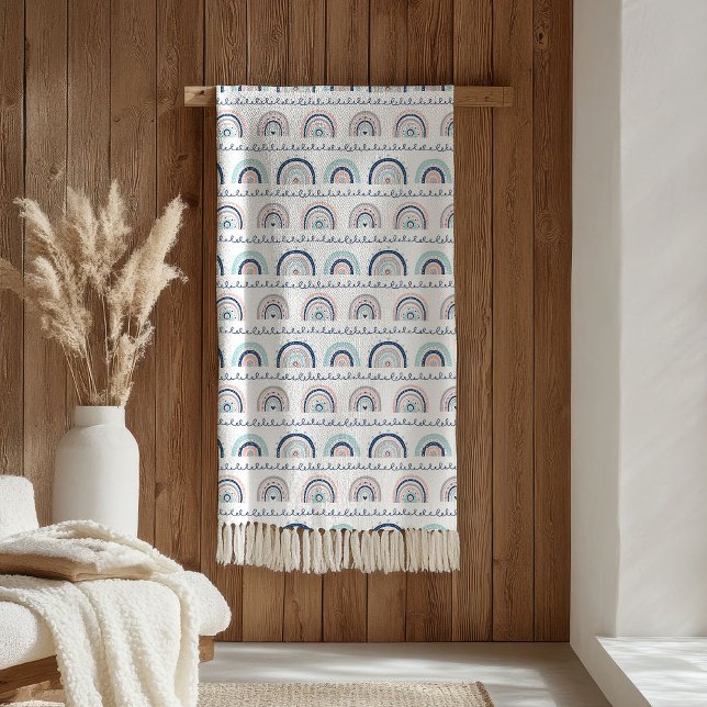Navy Rosa Decke Sanfte Regenbögen Boho Kinder Akze (Navy Pink Blanket Soft Rainbows Boho Kids Accent)