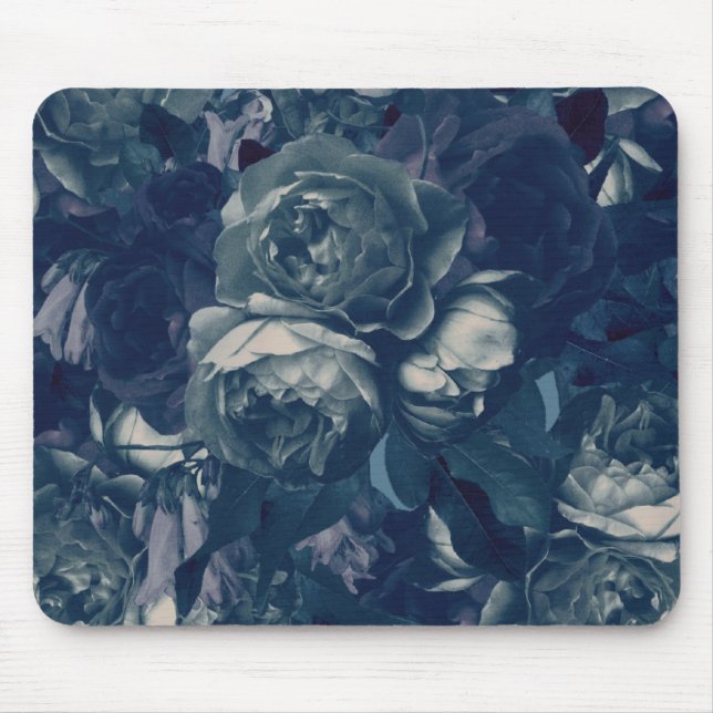 Navy Rose Bouquet Mousepad (Vorne)