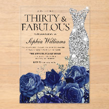 Navy Rose Diamond Gown 30. Geburtstag Party