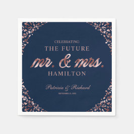 Navy Rose Gold Future Mr. und Mrs. Engagement Part Serviette