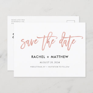 Navy & Rose Gold Glam Chic Save the Date Postkarte
