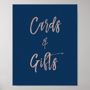 Navy & Rose Gold Glam Karten & Geschenke Tischschi Poster