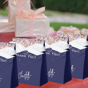 Navy Rose Gold Glitzer Name Vielen Dank Geschenkschachtel