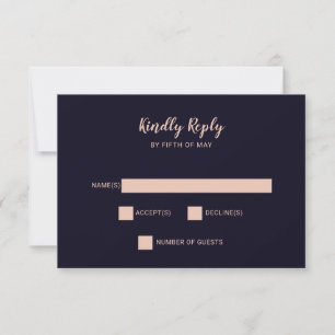 Navy Rose Gold Monogram Wedding Einladungen uAwg