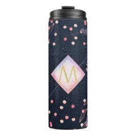 Navy Rosegold Monogram Gips Girl Floral Pink Thermosbecher