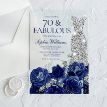 Navy-Rosen-Diamant-Kleid für Damen 70. Geburtstag