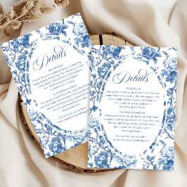 Navy Roses Wedding Floral Elegant Details Card Begleitkarte