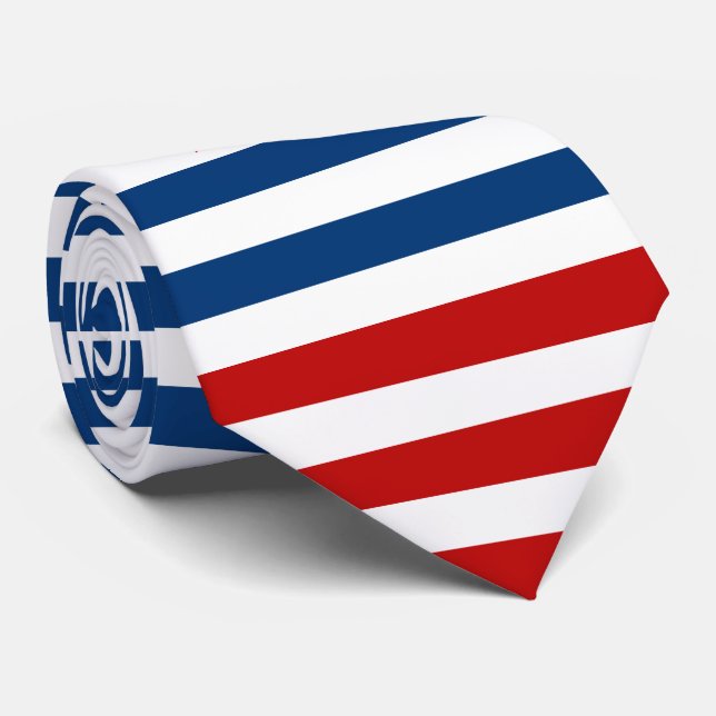 Navy, Rot und Weiß Streifen mit SUA-Flagge Krawatte (Gerollt)