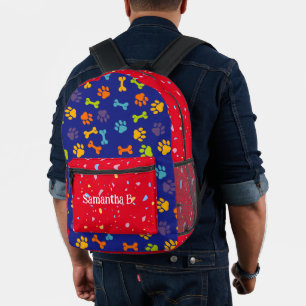 Navy rote Pet Paws College Bedruckter Rucksack