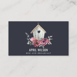 NAVY ROTE ROSE FLORAL WOOD ZUHAUSE BLEIBE BED FRÜH VISITENKARTE