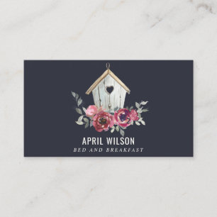 NAVY ROTE ROSE FLORAL WOOD ZUHAUSE BLEIBE BED FRÜH VISITENKARTE
