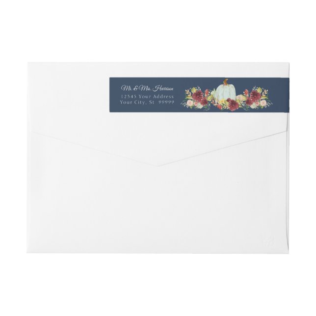 Navy Russe Fall Blue Pumpkin Burgund Floral (Rückseite)