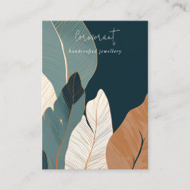 Navy Rust Gold Tropical Leaf Blank Jewelry Display Visitenkarte