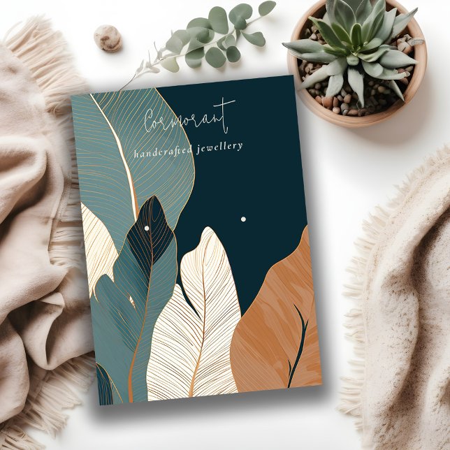 Navy Rust Gold Tropical Leafy Earring Display Visitenkarte (Von Creator hochgeladen)